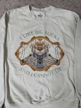 Queen Gypsy jeweled  Crewneck Sweatshirt with Green Text and Multi-Color Deer M